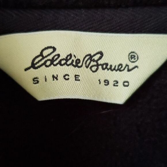 Eddie Bauer Fleece Jacket Mens sz Medium Quarter Zip Black Pullover - Picture 2 of 6